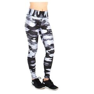 Terez Light Heathered Grey Camo Camouflage Band Leggings High Waist k Size L bla